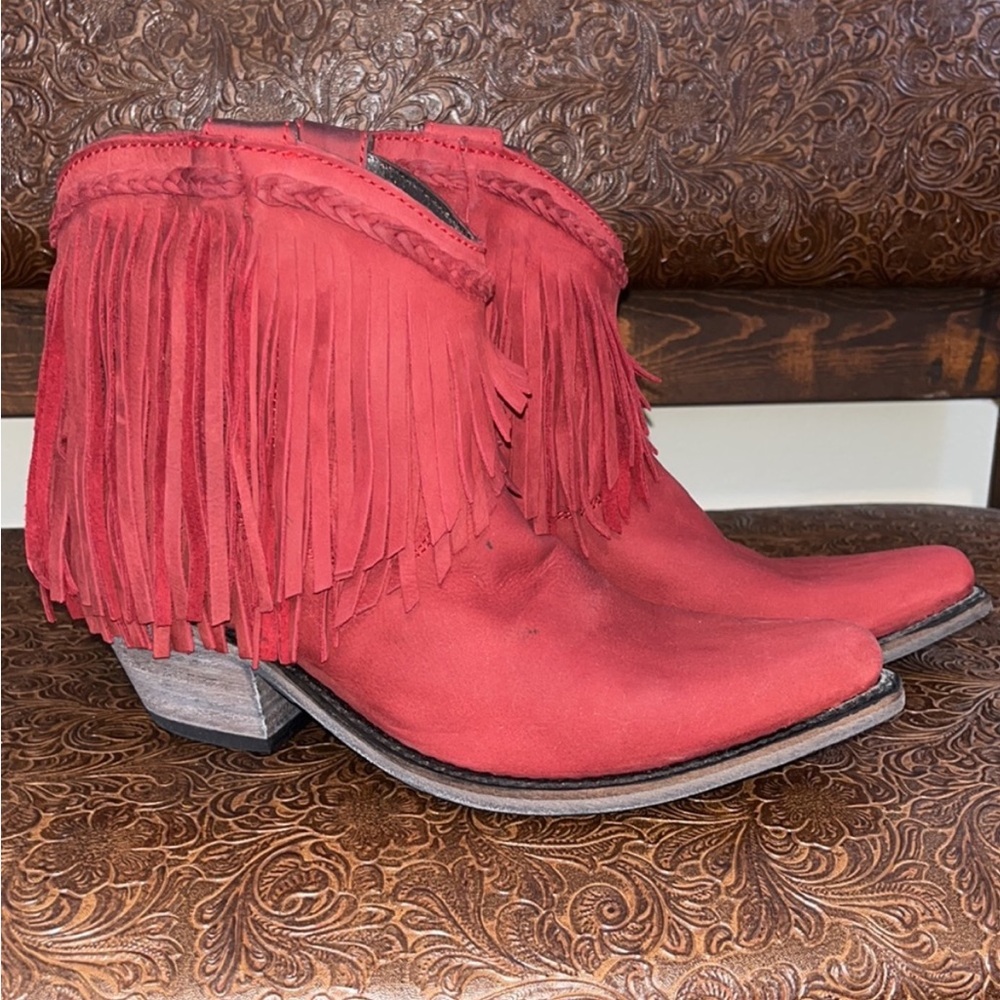 Liberty Black red fringe boots size 8